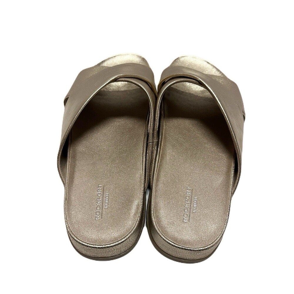 NEW Rockport Womens Size 10 Gold Leather Leia Crisscross Flat Footbed Sandals - Picture 5 of 9